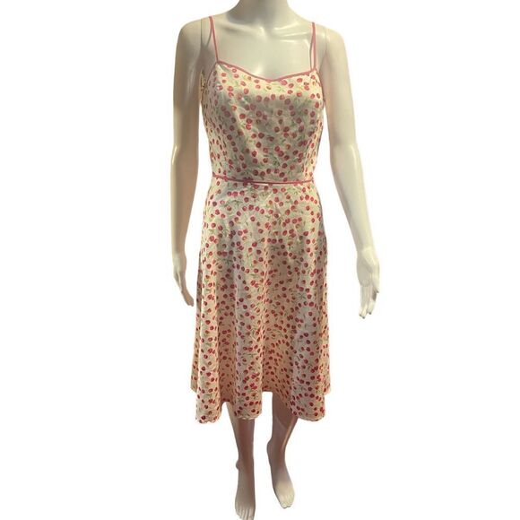 Womens Beautiful CHERRY DRESS SZ 4 Pink SZ Small S - Picture 1 of 8